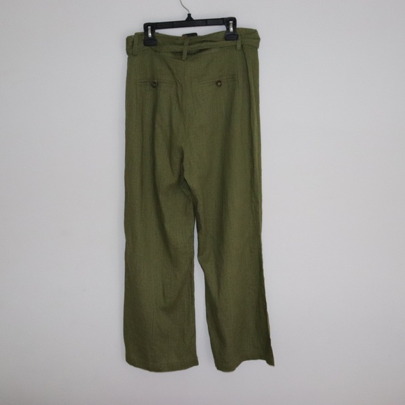 English Factory | Green Flare Belted Linen Pants Size M - Picture 3 of 9
